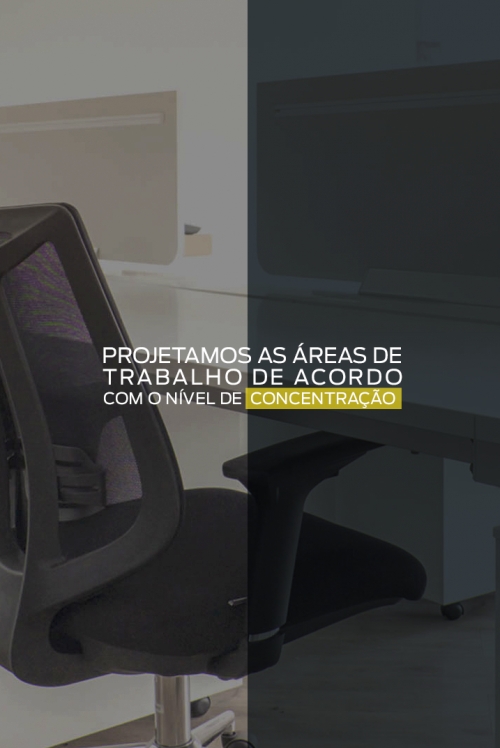 Projetamos as áreas de trabalho de acordo com o nível de concentração 
